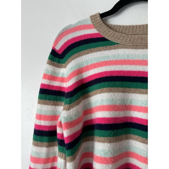 J. Crew Extra Soft Yarn Colorful Striped Crewneck Pullover Sweater Size Large - Picture 3 of 6